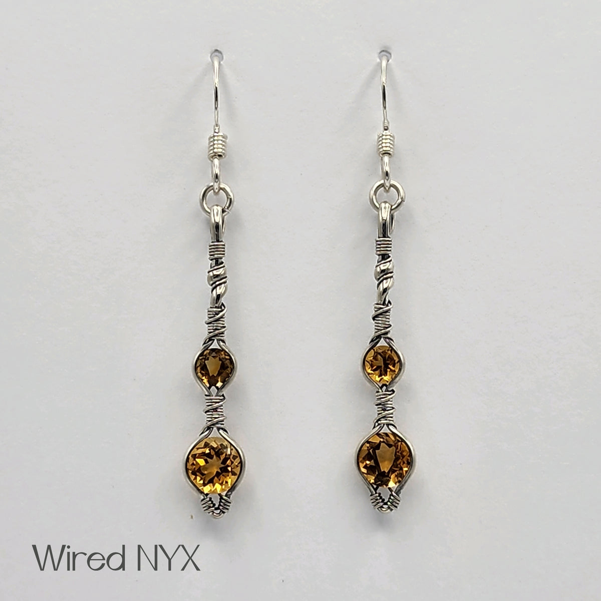 Citrine Gemstone Earrings Wire Wrapped in Sterling Silver (Oxidized) –  Wired NYX Designs LLC